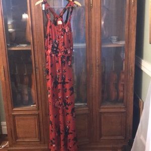 FREE PEOPLE linen red romper